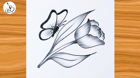How to draw a Butterfly on Flower||Simple Pencil Sketch||Easy Drawing ideas for Beginners