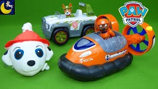 Paw Patrol Toys Tracker's Pull Back Jungle Rescue Zuma's Deluxe Hovercraft Vehicle Marshall Toy