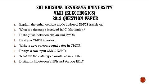 VLSI ( Electronics cluster ) Previous Question paper 2019 | SK UNIVERSITY