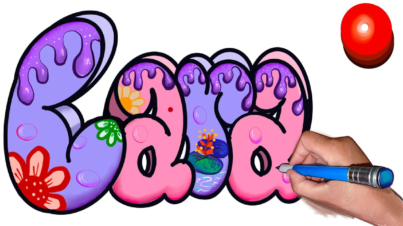 How to draw cool bubble letters graffiti custom name for Cara throwie