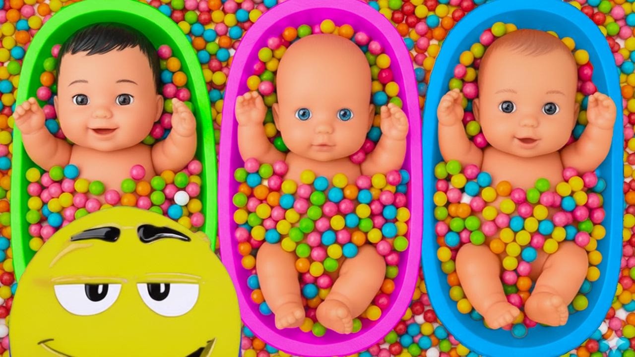 12 Minutes Satisfying with Full of 3 Rainbow BathTubs Candy with M&M's & Magic Slime Cutting Video