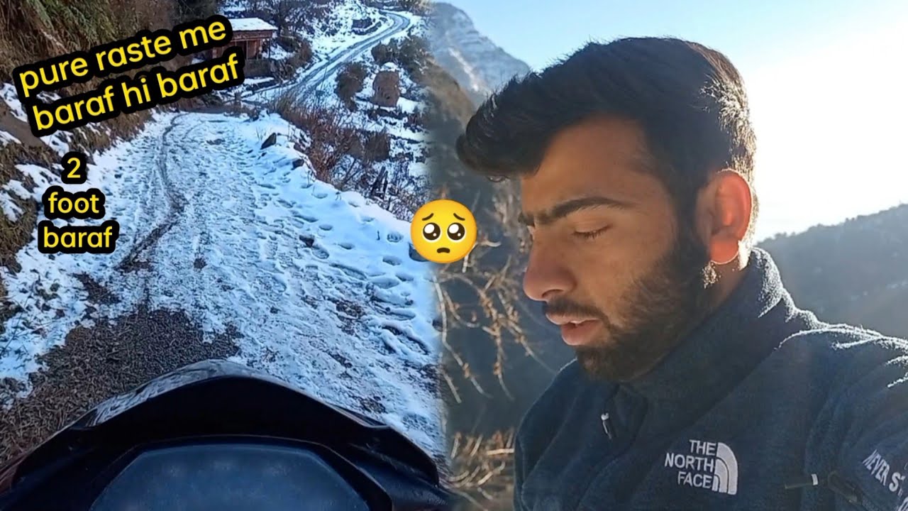 2 foot tak baraf pure raste me 😟 #snowfall #iceroad #motovlog - YouTube
