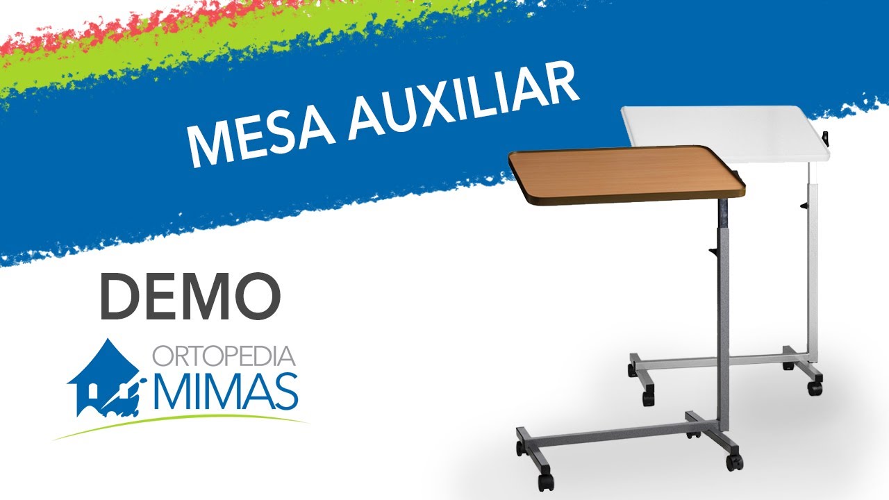 Mesa auxiliar basculante con ruedas y regulable en altura