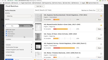FamilySearch Web Indexing - Intro Part 2: Find a Batch to Index
