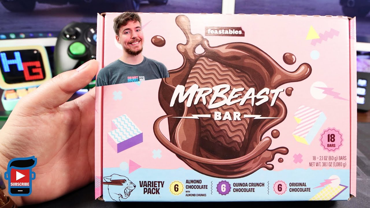 Mr Beast Feastables Chocolate Bars,Original, Almond & Quinoa