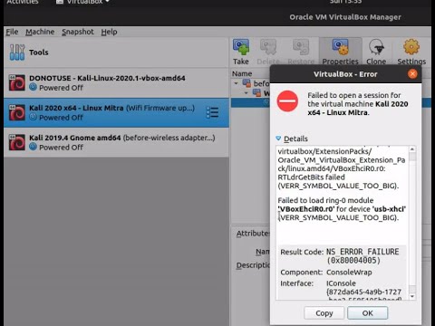 Virtual Box: Failed