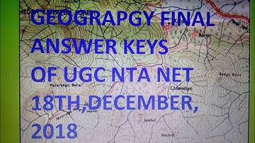 Geography Answer keys of NTA Net