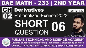 DAE MATH 233 Chapter 2 Short Question 6 | Sir Muhammad