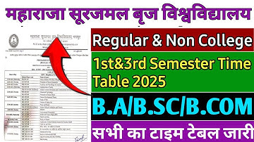 Msbu University Semester Exam Time Table 2025 | brij University 3rd Semester Exam Time table 2025