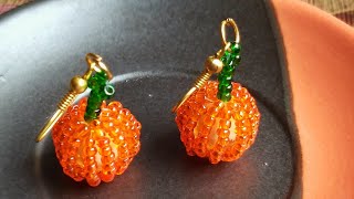 🎃Easy Beaded Earrings|| Pumpkin/Orange 🍊 (0135)