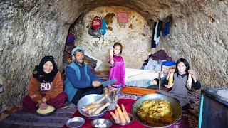 Cold Winter day in a Cave and Cooking village style food | Village life of Afghanistan