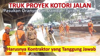 Kontraktor yang Kotori Jalan, PPSU dan Damkar yang Bersihkan II Pak Lurah Siap Awasi Proyek