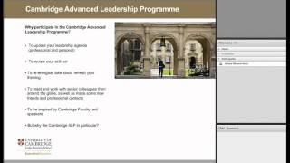 Cambridge Advanced Leadership Programme (ALP) Webinar