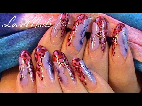 Red Pink & Purple Nail Art Design - YouTube