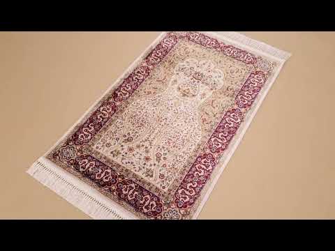 Machine Woven Cream Viscose Prayer Rug — review video cover image