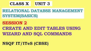 CLASS X UNIT 3 SESSION 2 CREATE AND EDIT TABLES USING WIZARD AND SQL COMMANDS