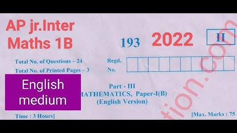AP jr.Inter MATHEMATICS 1B paper 2022||jr.inter maths1B model paper important questions||