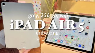 iPad air 5 unboxing 📦(grey, 256gb) + accessories stylus pen goojodoq