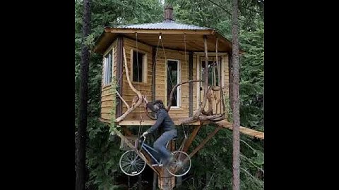 Bicycle elevator in Tree house 🌳 🚲 #shorts