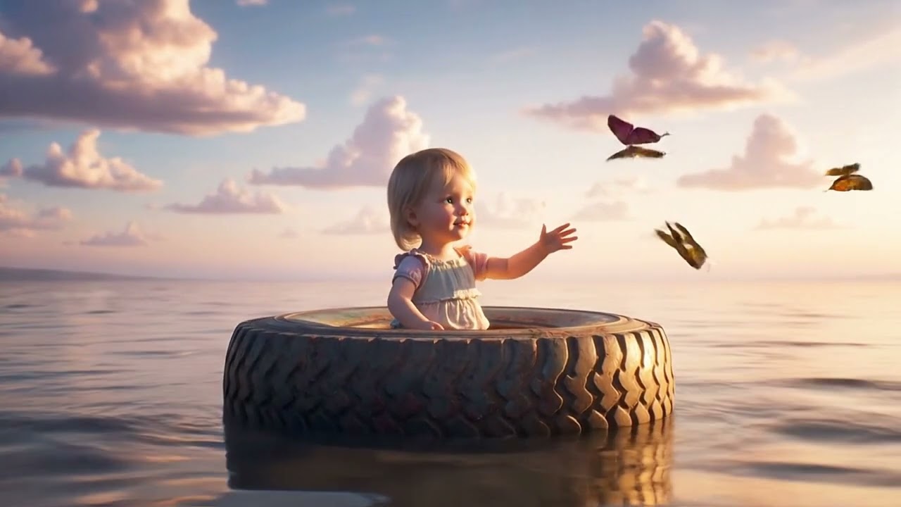 Drifting into Sunset – A Baby's Whimsical Ocean Journey 
