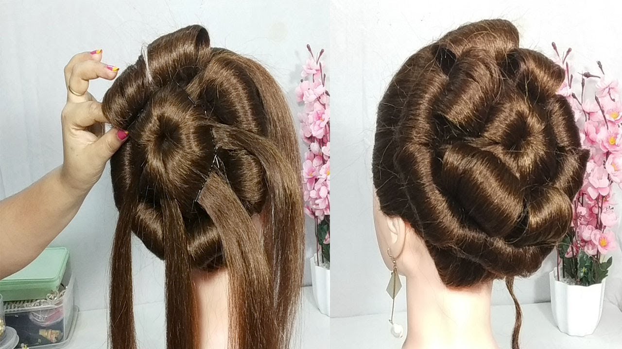 Very Easy Flower bun hairstyle for wedding  latest 