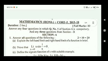 MATHEMATICS HONOURS CORE 5, 6 & 7 UG SEM 3 B.Sc. QUESTION PAPERS SESSION 2015-18 BBMKU VBU