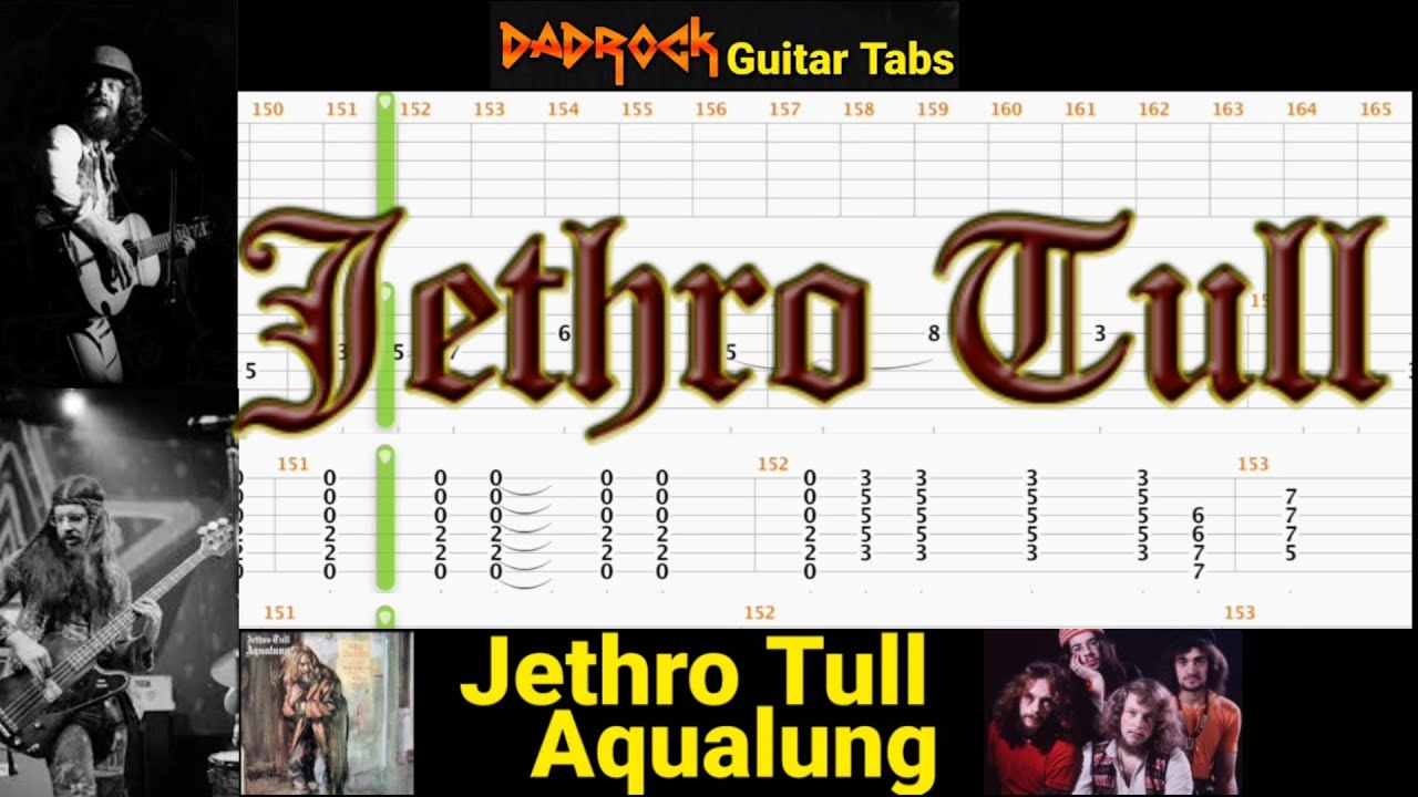 Aqualung Jethro Tull Guitar + Bass TABS Lesson YouTube