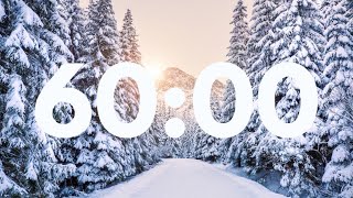 1 HOUR 60:00 SNOW FALL WINTER TIMER ❄️⛄ | 60-Minute Winter forest countdown