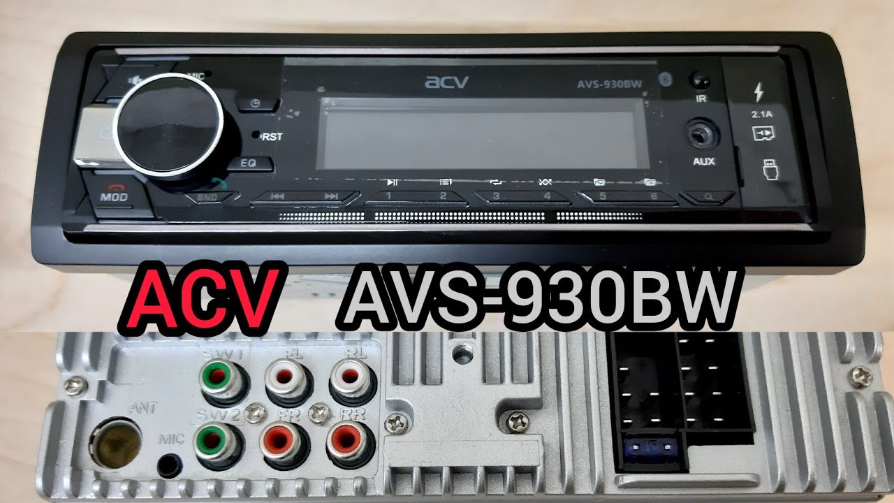 ACV AVS-930BW | недорогая магнитола с блютуз и 3 пары rca - YouTube