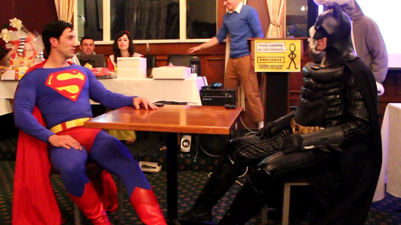 HISHE Superhero Cafe in Real Life (Live Skit) Batman vs Superman - YouTube