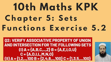 10thMaths Lecture168 Chapter5: Q2 Verify Associative property of union and intersection for the sets