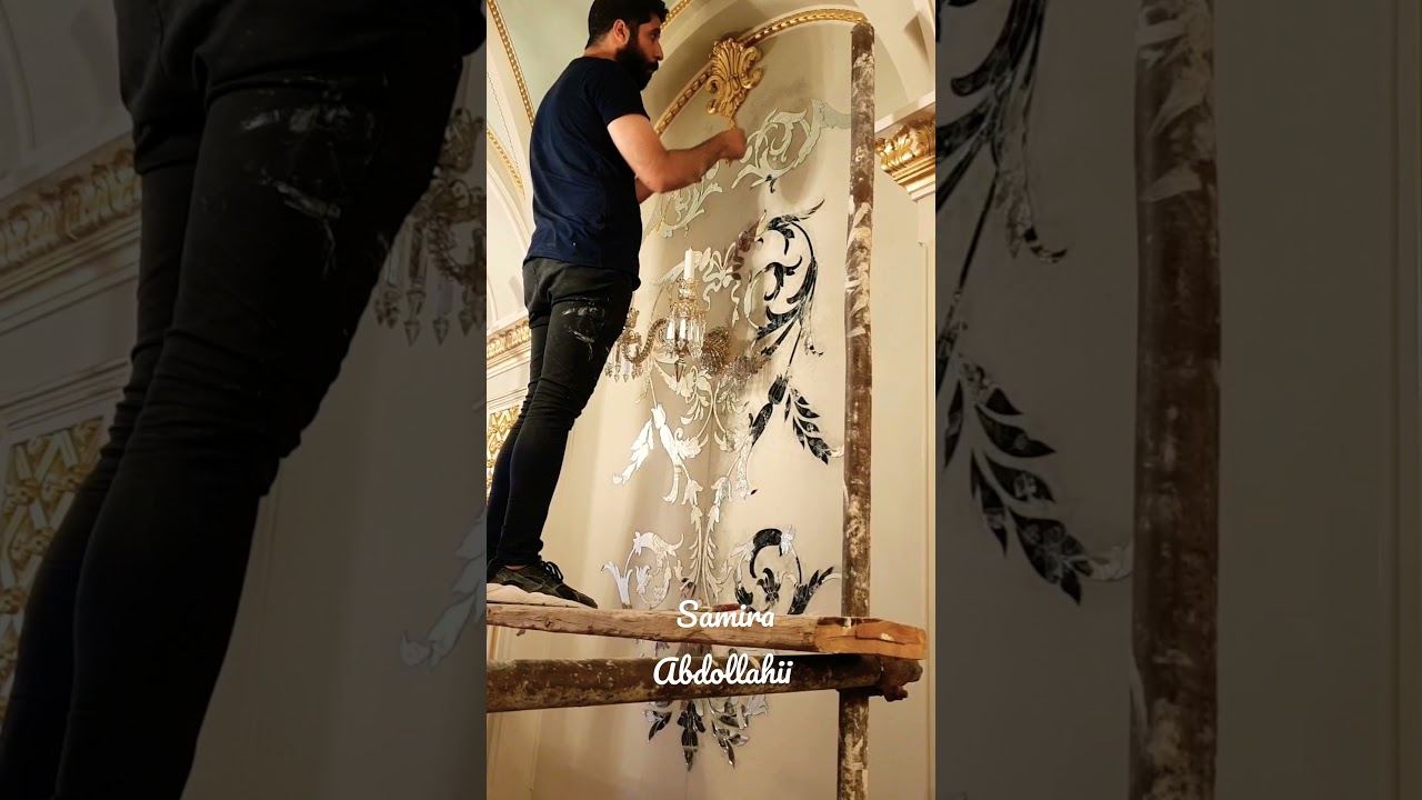 Doing mirror work Iranian decorative art in the super-luxury project of Tehran Lavasan