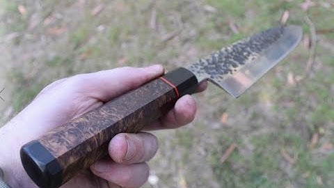 Making Japanese Gyuto hammer pattern chef knife from Stainless Steel
