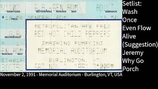 Pearl Jam Live 11-02-1991 - Memorial Auditorium - Burlington, VT, USA