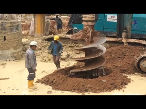 Incredible Modern Bored Pile Construction Machines Technology. Extreme Ingenious Construction