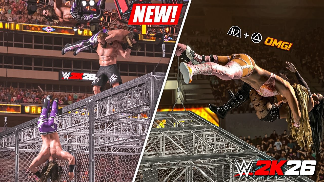 WWE 2K26: 12 новых завершающих приемов вне клетки! (Физика «тряпичной куклы»)