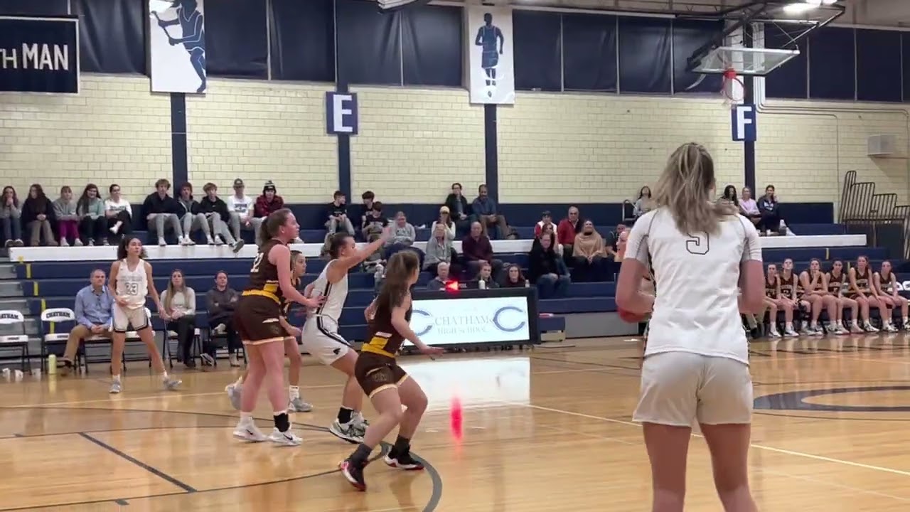 Riley Allen hits a 3-pointer in the final seconds of the third quarter for Chatham