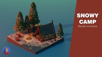 Snowy Camp - Blender 2.9 stylised model time-lapse