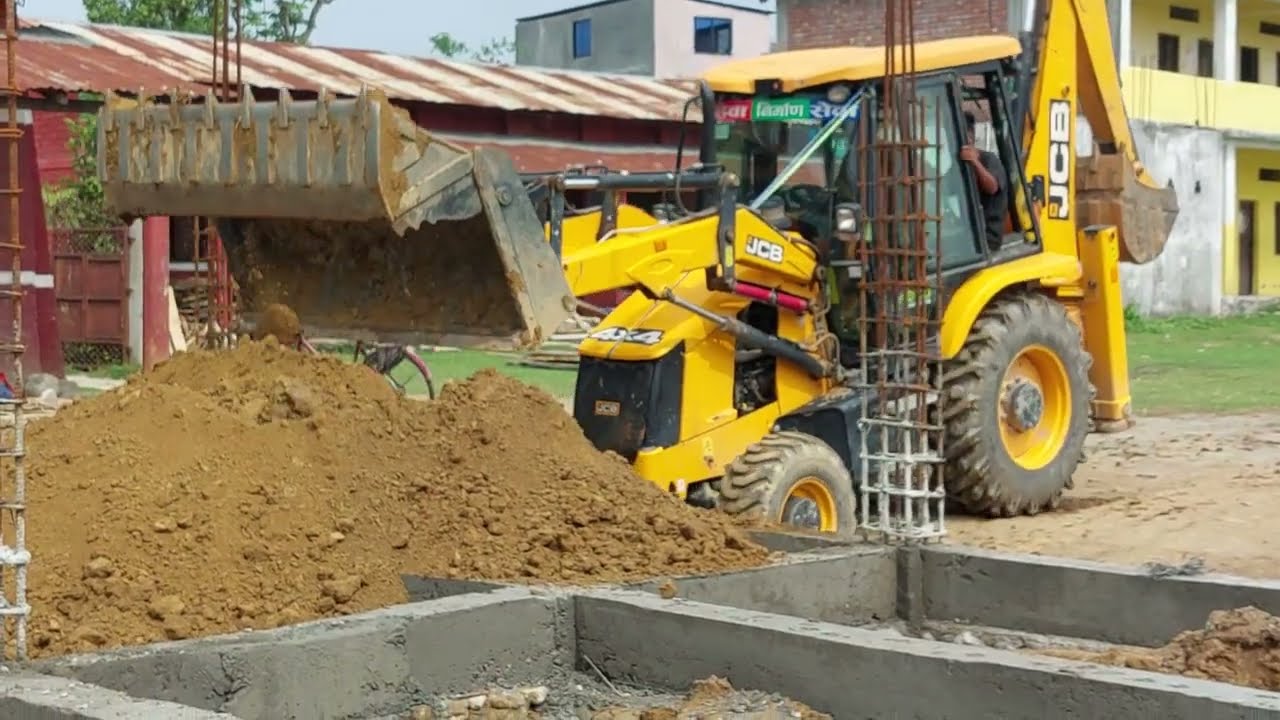 Collecting Mud For Building Work JCB Backhoe Loader