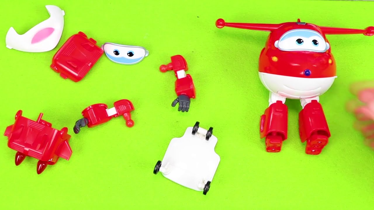 فتح لعبة الطيارة المتحولة جيت من سوبر وينجز Unboxing Super Wings Toys