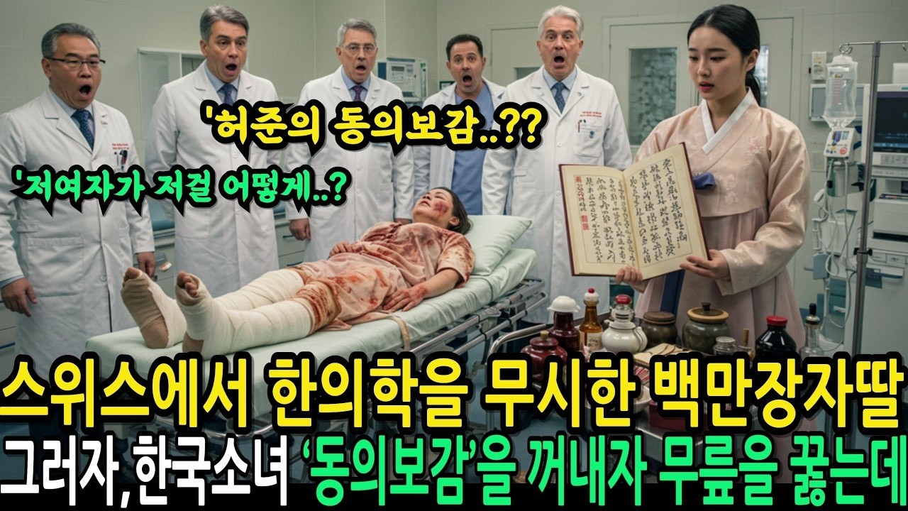스위스에서 한의학을 무시한 백만장자 딸 그러자,한국소녀 ‘동의보감’을 꺼내자 무릎을 꿇고 형제들 모두 한국으로 한의사 유학을 보내게 되는데
