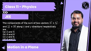 The components of the sum of two vectors 2 î+3 ĵ and 2 ĵ+3 k̂ along x and y directions respective...