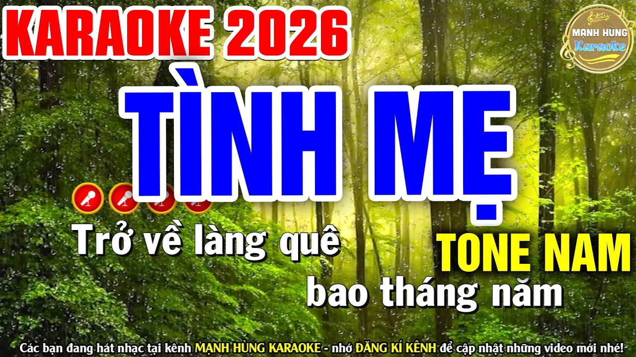 TÌNH MẸ Karaoke Tone Nam | Mạnh Hùng Karaoke