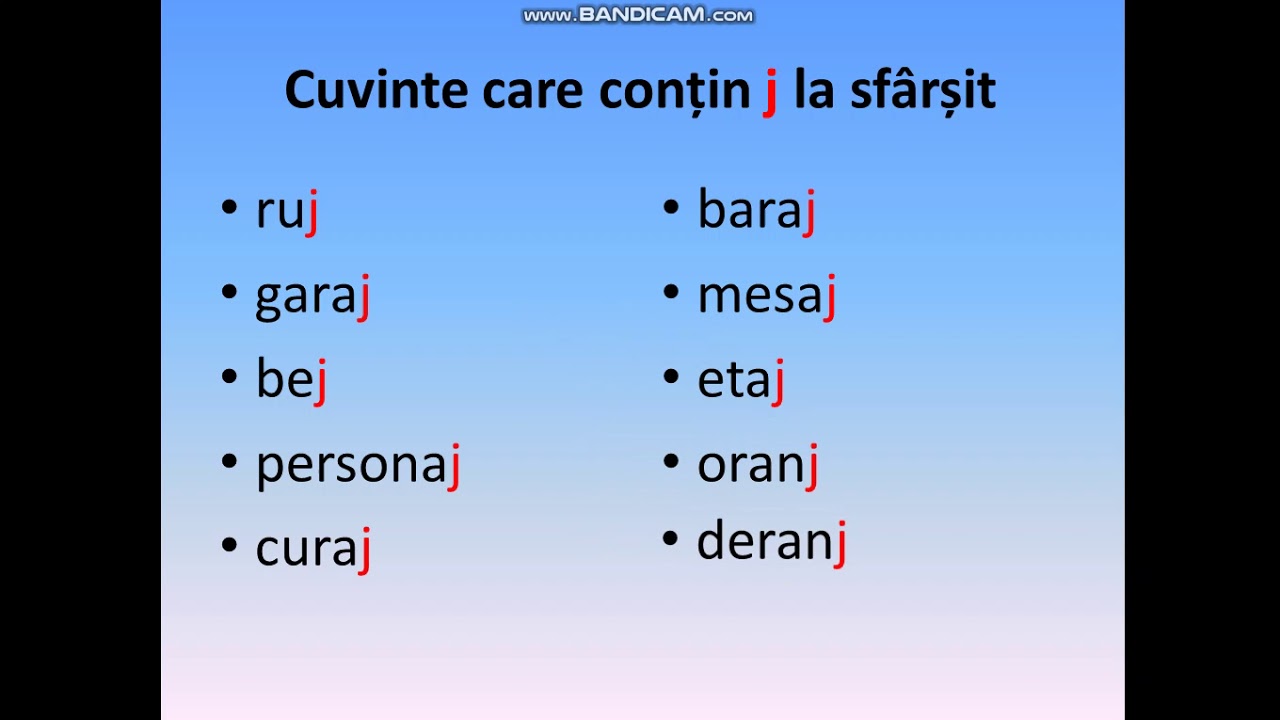 Cuvinte cu litera j