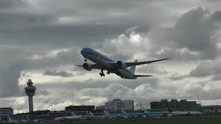 DECOLLAGE D'UN AVION [ B787 10, KLM 871, PH-BKA, AEROPORT DE AMSTERDAM SCHIPHOL ]