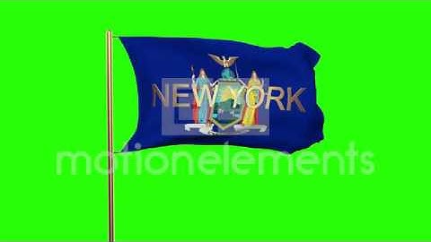 New York Flag With Title Waving In The Wind. Looping Sun Rises Style. Animation Stock Animation