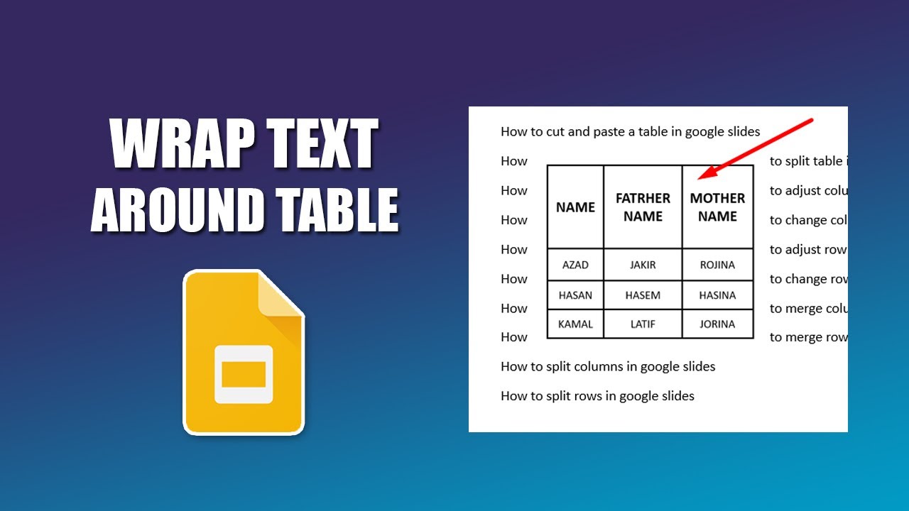 How to wrap text around a table in google slides - YouTube