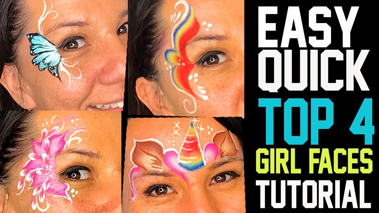 4 Easy, Fast Girl Face Painting Ideas Tutorial - Youtube