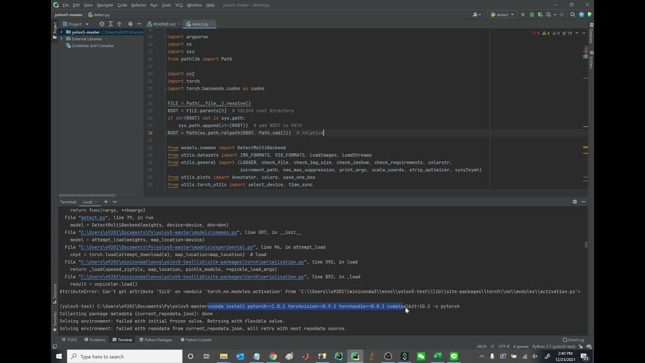 Solve Can't get attribute SiLU on module 'torch.nn.modules.activation' YouTube