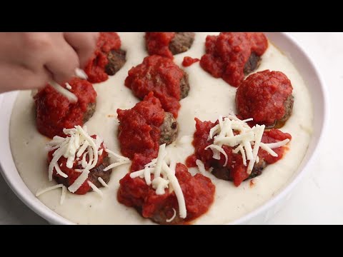 صينية البطاطس البيوريه مع كرات اللحم الكفتة بطريقة جديدة